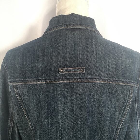 CODE BLEU | Denim Jean Jacket Embroidered Front Pockets side slit pockets Sz M - Picture 4 of 8